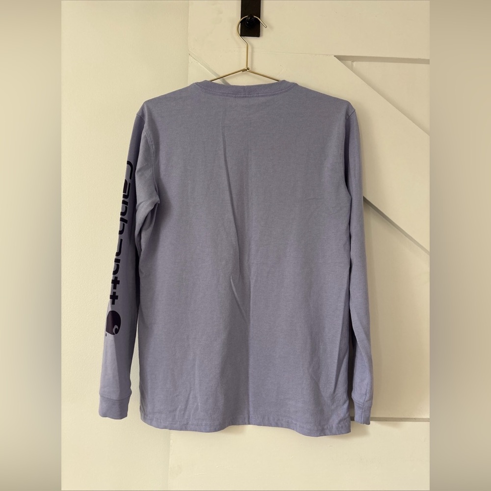 Carhartt Women's Loose Fit Heavyweight Long Sleeve Logo Sleeve Shirt XS Purple - Picture 2 of 9